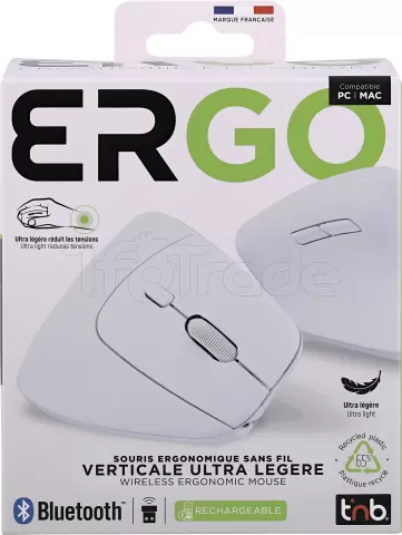 Photo de Souris sans fil ergonomique verticale T'nB Ergo Light pour droitier (Blanc)