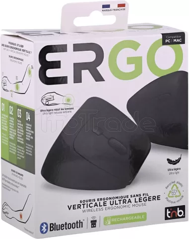Photo de Souris sans fil ergonomique verticale T'nB Ergo Light pour droitier (Noir)