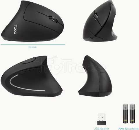 Photo de Souris sans fil ergonomique verticale TooQ TQMWG-1104-B (Noir)