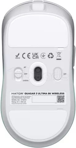 Photo de Souris sans fil Gamer Hator Quasar 3 Ultima 8K (Blanc/Vert)