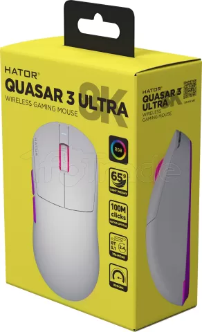 Photo de Souris sans fil Gamer Hator Quasar 3 Ultra RGB (Blanc)
