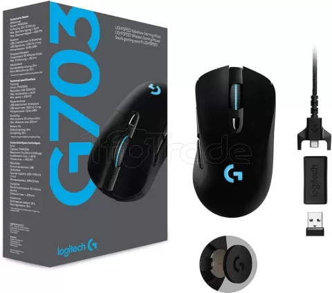 Photo de Souris sans fil Gamer Logitech G703 LightSpeed RGB (Noir)