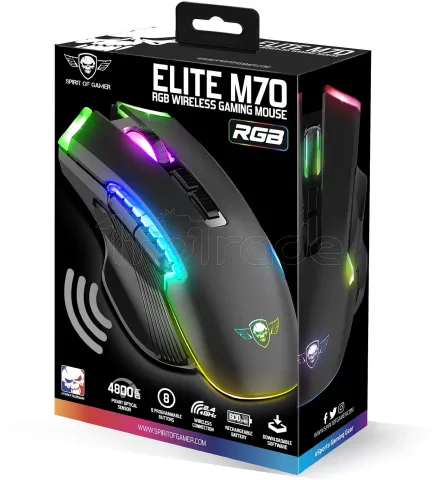 Photo de Souris sans fil Gamer Spirit Of Gamer Elite-M70 RGB (Noir)
