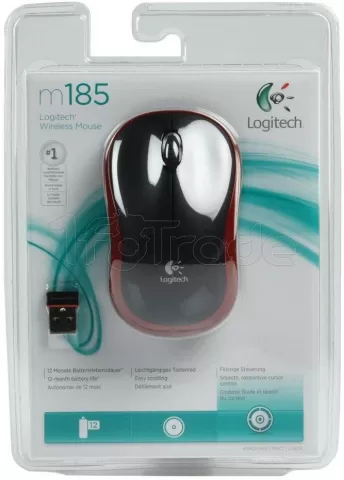 Photo de Souris sans fil Logitech Cordless Laser M185 (Rouge)