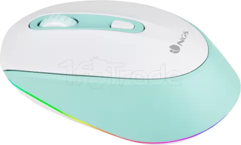 Photo de Souris sans fil rechargeable NGS Led SmogMint-RB Multimode (2.4Ghz+Bluetooth) (Blanc/Vert)