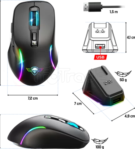 Photo de Souris sans fil Spirit of Gamer Elite M50 RGB (Noir)