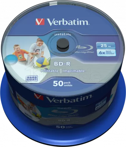 Photo de Spindle de 50 BluRay BD-R SL imprimables Verbatim Datalife - 25Go