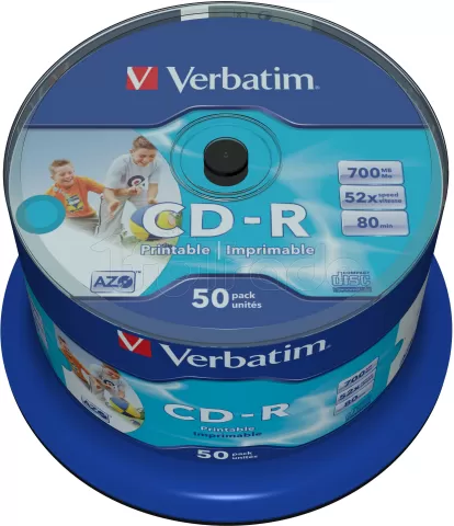 Photo de Spindle de 50 CD-R imprimables Verbatim Azo - 700Mo