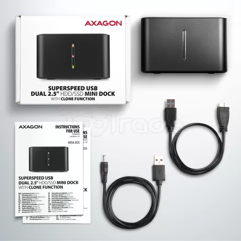 Photo de Station d'accueil Axagon ADSA-D25 pour 2x S-ATA 2,5" - USB 3.2