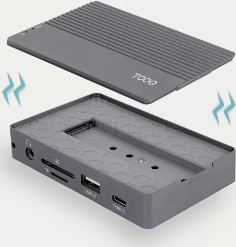 Photo de Station d'accueil portable USB-C 10en1 TooQ TQE-2242G avec lecteur SSD (Gris)