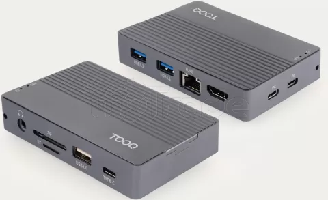 Photo de Station d'accueil portable USB-C 10en1 TooQ TQE-2242G avec lecteur SSD (Gris)