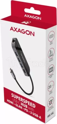 Photo de Station d'accueil portable USB-C 3.0 Axagon HMC-6GL (Noir)