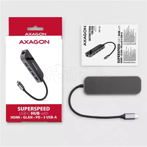 Photo de Station d'accueil portable USB-C 3.0 Axagon HMC-6GL (Noir)