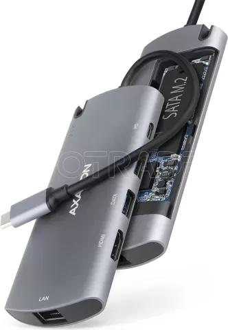 Photo de Station d'accueil portable USB-C 3.0 Axagon HMC-6M2 Combo avec lecteur SSD (Gris)