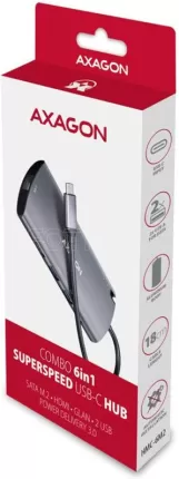 Photo de Station d'accueil portable USB-C 3.0 Axagon HMC-6M2 Combo avec lecteur SSD (Gris)