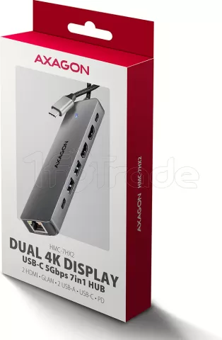Photo de Station d'accueil portable USB-C 3.0 Axagon HMC-7HX2 (Gris)