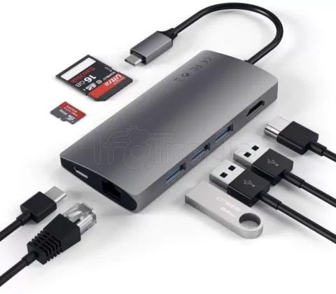 Photo de Station d'accueil portable USB-C 3.0 Satechi Multi-Port 4K V2 (Gris)