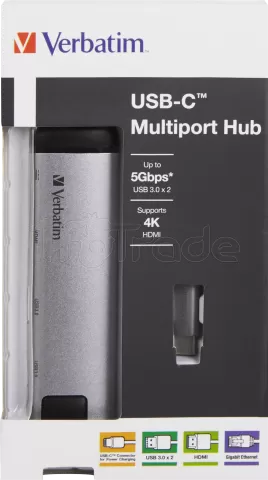 Photo de Station d'accueil portable USB-C 3.0 Verbatim MultiPort (Argent)