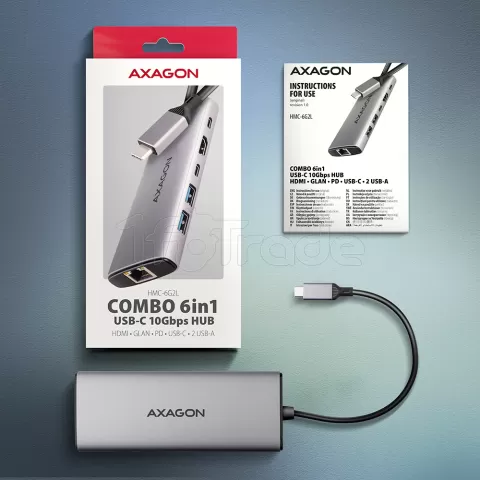 Photo de Station d'accueil portable USB-C 3.1 Axagon HMC-6G2L (Gris)