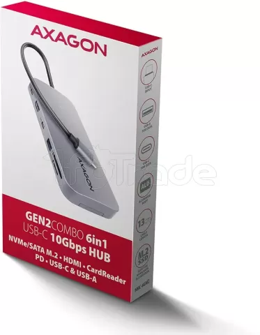 Photo de Station d'accueil portable USB-C 3.1 Axagon HMC-6GM2 avec lecteur SSD (Gris)