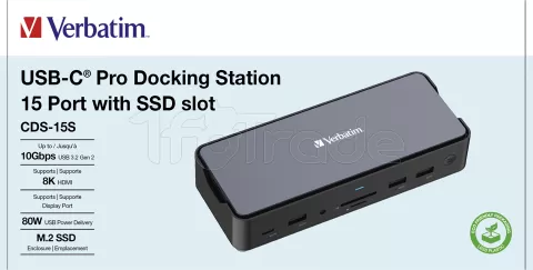 Photo de Station d'accueil portable USB-C 3.2 Verbatim CDS-15S (Gris)
