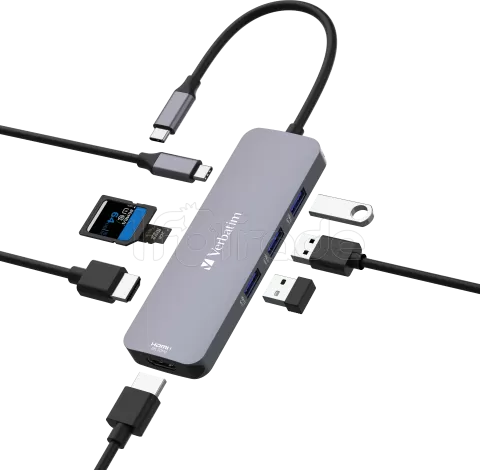 Photo de Station d'accueil portable USB-C 3.2 Verbatim Hub Pro Multiports 8 (Gris)