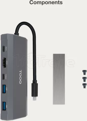 Photo de Station d'accueil portable USB-C 6en1 TooQ TQE-2241G (Gris)