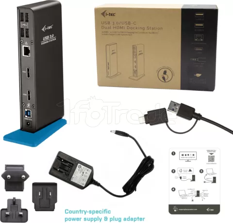 Photo de Station d'accueil USB-A/C 3.0 I-Tec (Noir/Bleu)