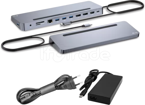 Photo de Station d'accueil USB-C 3.0 I-Tec Metal Ergonomic avec alimentation 100W (Gris)