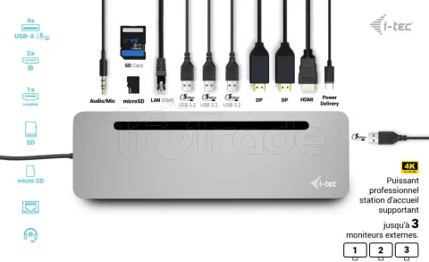 Photo de Station d'accueil USB-C 3.0 I-Tec Metal Ergonomic (Gris)