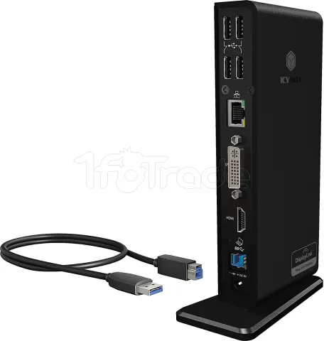 Station d'accueil USB-C 3.0 Icy Box IB-DK2241AC avec alimentation (Noir)  pour professionnel, 1fotrade Grossiste informatique