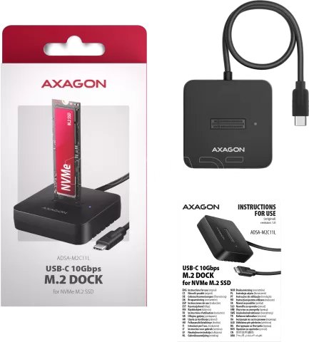 Photo de Station d'accueil USB-C 3.1 Axagon ADSA-M2C11L pour disque dur 1x NVMe (Noir)