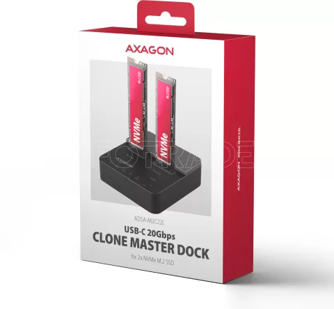 Photo de Station d'accueil USB-C 3.2 Axagon ADSA-M2C22L pour disque dur 2x NVMe (Noir)