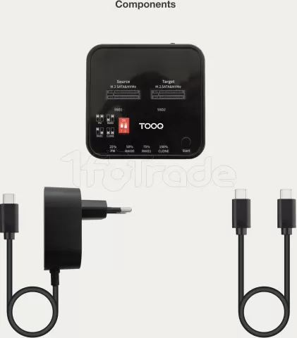 Photo de Station d'accueil USB-C 3.2 TooQ TQDS-201B pour disque dur 2x NVMe (Noir)