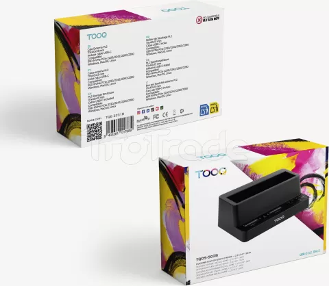 Photo de Station d'accueil USB-C 3.2 TooQ TQDS-502B 2x M.2 + 1x disque dur S-ATA (Noir)
