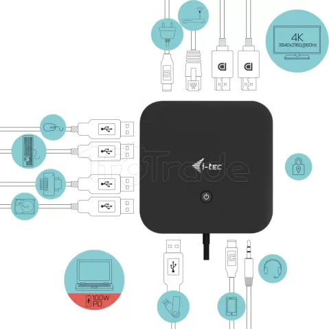 Photo de Station d'accueil USB-C I-Tec Dual Display Docking Station (Noir)