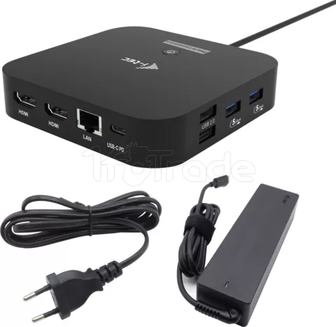 Photo de Station d'accueil USB-C I-Tec Dual Docking Station avec alimentation 100W (Noir)