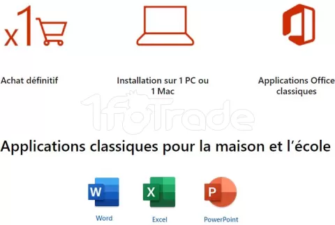 Photo de Suite Bureautique Microsoft Office Famille et Etudiant 2021 - 1 Licence (PKC - Carte d'activation)