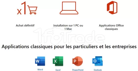 Photo de Suite Bureautique Microsoft Office Famille et Petite Entreprise 2021 - 1 Licence (PKC - Carte d'activation)