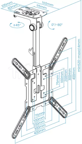 Photo de Support de montage au Plafond Tooq pour écrans 23"-55"
