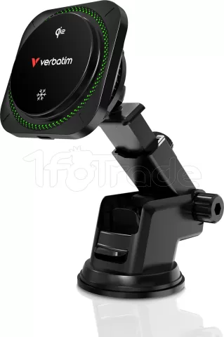 Photo de Support de téléphone à ventouse pour voiture Verbatim Charge 'n' Drive Qi2 RVB avec chargeur induction