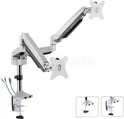 Photo de Support Double-écran à fixer avec port USB 3.0 Maclean MC-766 de 13" à 32" (9kg max)