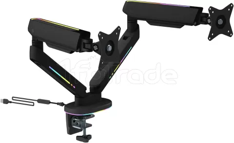 Photo de Support Double écran à fixer Deltaco Gaming Premium RGB GAM-135 (Noir)