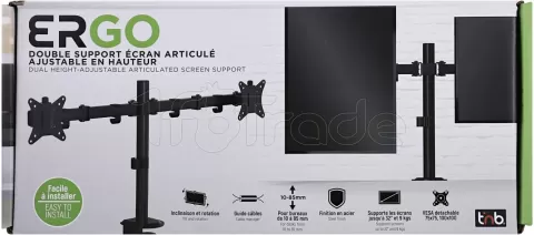 Photo de Support double-écran à fixer T'nB Ergo Fix Dual 17"-32" (9kg max) (Noir)