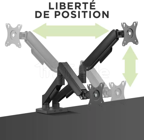 Photo de Support double-écran à fixer T'nB Ergo Meca Dual 17"-32" (9kg max) (Noir)