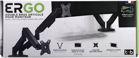 Photo de Support double-écran à fixer T'nB Ergo Meca Dual 17"-32" (9kg max) (Noir)