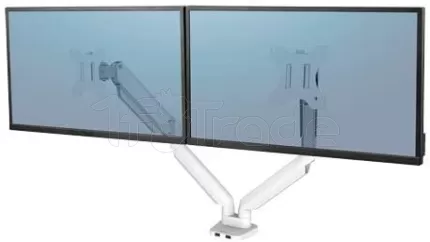 Photo de Support Double Ecran à poser Fellowes Platinium jusqu'à 27" (9 kg max/écran) (Blanc)