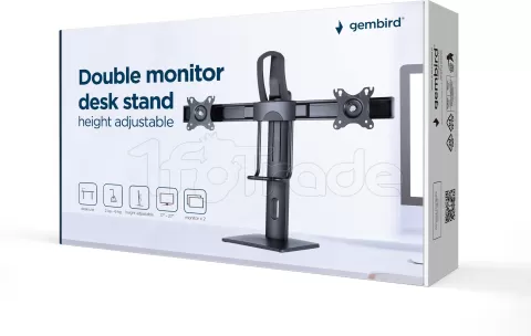 Photo de Support Double écran à poser Gembird 27" (12kg max) (Noir)