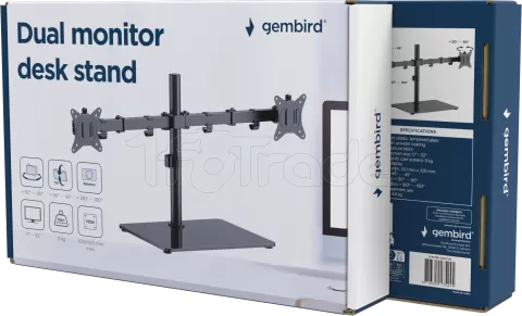 Photo de Support double écran à poser Gembird MS-D2ST-01 17" - 32" (9kg max) (Noir)