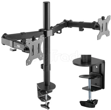 Support Double écran Pour 2 Moniteurs 21-27 Pouces - Réglable En Hauteur, Inclinable, Compatible VESA